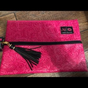 Hot Pink and Black Makeup Junkie Bag- MEDIUM